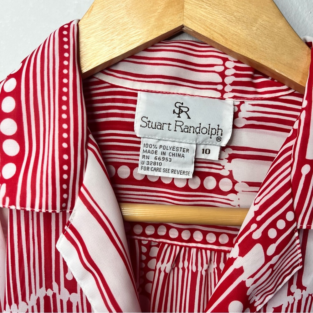 SOLD Vintage Semi-Sheer Stuart Randolph button Down Short Sleeve Blouse - Picture 7 of 10